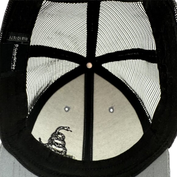INFINITY HEADWEAR "Don't Tread on Me" Snake Embroidered Grey Black Snapback Hat - Picture 9 of 10